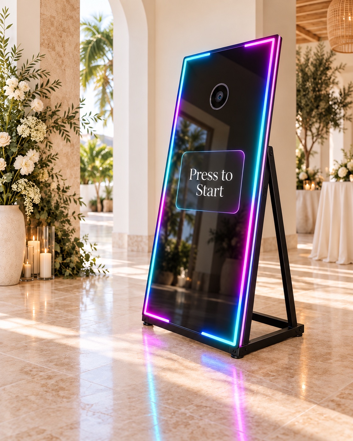 Infinity Mirror with contemporary illuminated frame
